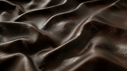 3D rendering of brown leather with a rough texture and soft folds.