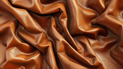 High-resolution close-up image of brown crumpled genuine leather with a beautiful pattern. The texture of the skin is clearly visible.