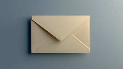 A closeup of a blank, cream-colored envelope against a solid background.
