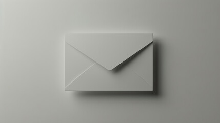 A minimal 3D rendering of a closed envelope on a solid background. The envelope is off-white and the background is a very light gray.