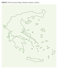 Greece plain country map. Medium Details. Outline style. Shape of Greece. Vector illustration.