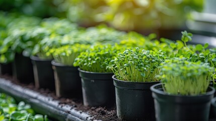 Fototapeta na wymiar Lush Green Plants in Pots