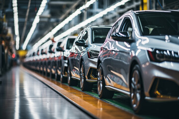 Automobile production line. Car factory. Car factory. Automotive industry. Shallow depth of field.
