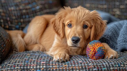 Puppy Resting on Floor With Toy