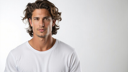male model in studio photo white background