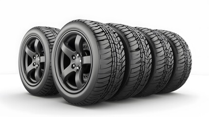 Car tires Hyperrealistic Highly Detailed Isolated On white Background