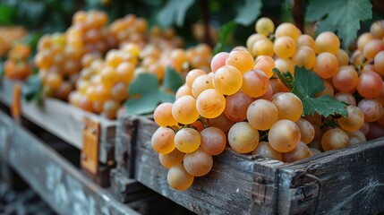 Obraz premium Grapes Bunched in Crate