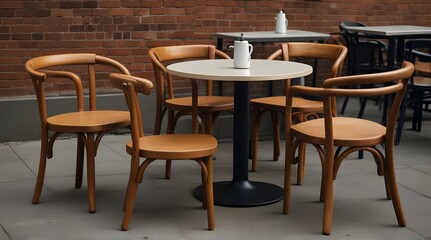 cafe bistro table chairs seating isolated .Generative AI