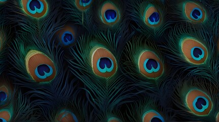 Beautiful collection of vector realistic peacock feather .Generative AI