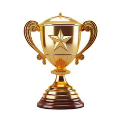 Fototapeta na wymiar Gold Trophy Cup Award with Stars - Png Isolated 3D Style for Success, Victory, and Achievement
