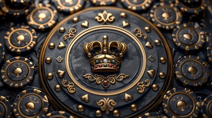 Royal emblem with ornate crown design
