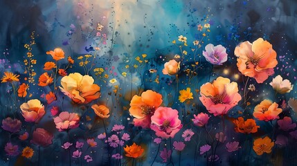 Obraz na płótnie Canvas Dreamy Wildflower Impression, generative ai