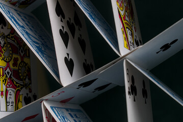 close-up to a house of cards