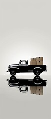 A classic pickup truck silhouette is depicted in this 2D illustration, hauling a hefty load of boxes  8K , high-resolution, ultra HD,up32K HD