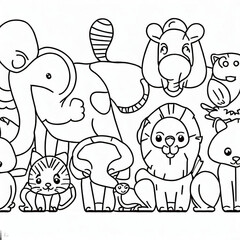 Obraz premium dibujos animados, animal, vector, ilustración, vaca, animal, perro, mamífero, cuca, elefante, arte, chacras, chistoso, diversión, bocetos, inhospitalario, cerdo, coloración, carácter, comic, felinos, 