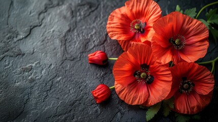 Bunch of Red Flowers on Table