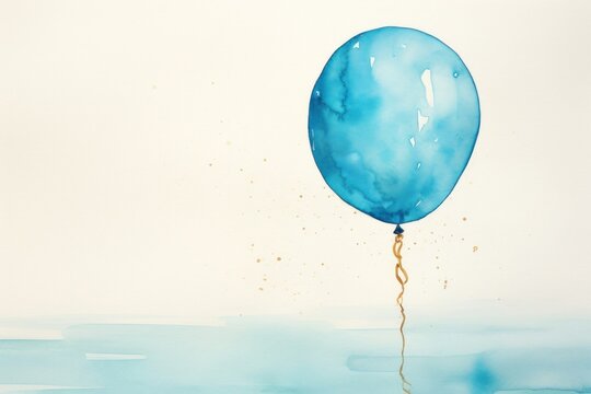 Watercolor balloon watery celebration anniversary turquoise