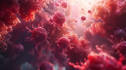 3d render of coronavirus in abstract background