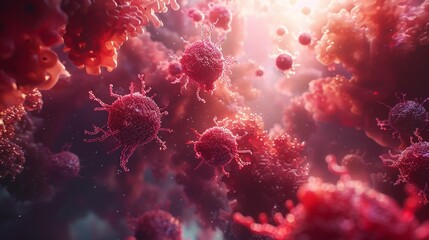Fototapeta premium 3d render of coronavirus in abstract background