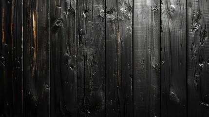 A black-painted wooden board with a flat surface. Dark wooden plank background.