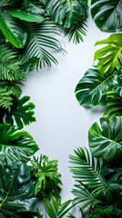 Lush Tropical Frame on White