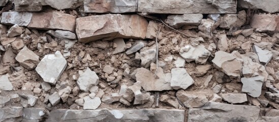 Obraz premium A cat perched atop a mound of debris