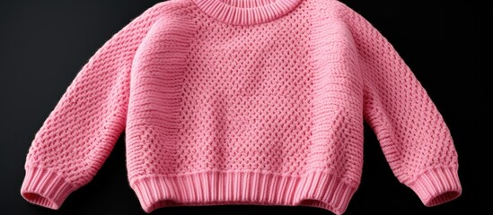 Pink sweater close up on dark backdrop