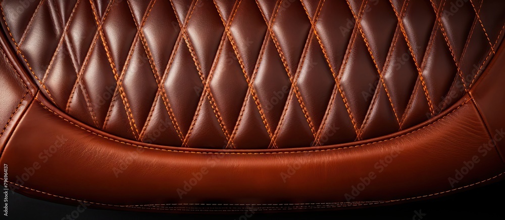 Sticker Close-up of brown stitching on leather chair