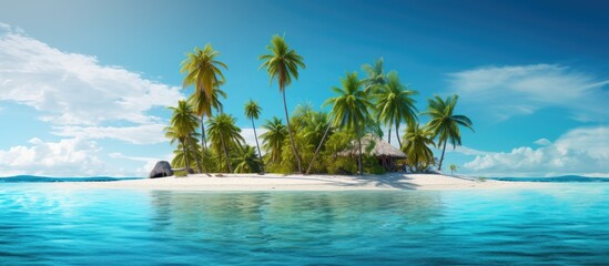 Tropical island beach palm hut