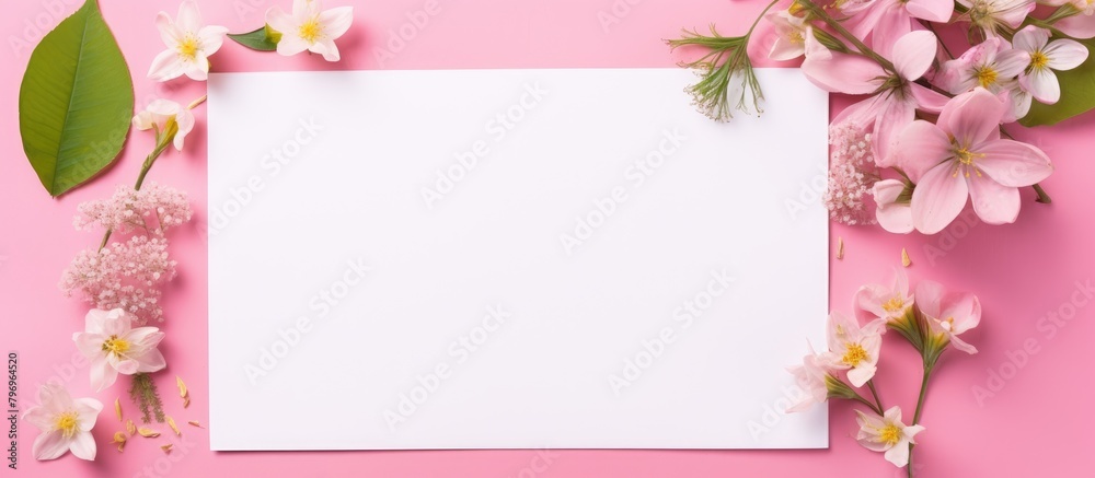 Sticker Sheet among pink flowers and leaves