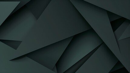 Dark green background with layered paper shapes in a simple and elegant style of minimalist design, this high resolution wallpaper type image has a dark gray and light black color scheme with a flat i