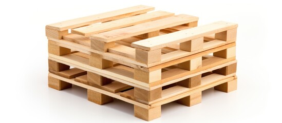 Wooden pallet stack on white