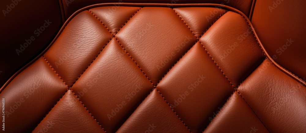 Sticker Brown leather seat with stitched detailing