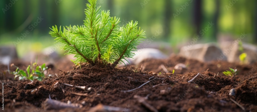 Wall mural A tiny sapling emerging from the soil