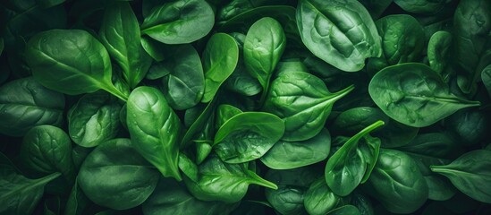 Fototapeta na wymiar Spinach leaves close-up