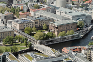 aerial view of Berlin showing museum island, river spree and buildings of the german capital.