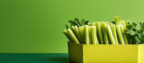Box of celery sticks and fresh parsley