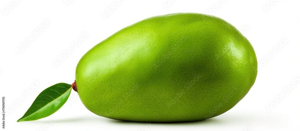 Poster Close-up of a mango with leaf on white