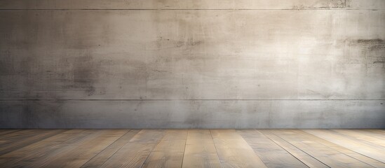 Concrete wall in a room with wooden floor