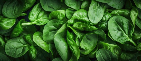 Fototapeta na wymiar Close-up of fresh spinach leaves