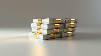 Stacks of hundred dollar bills. 3d rendered image.