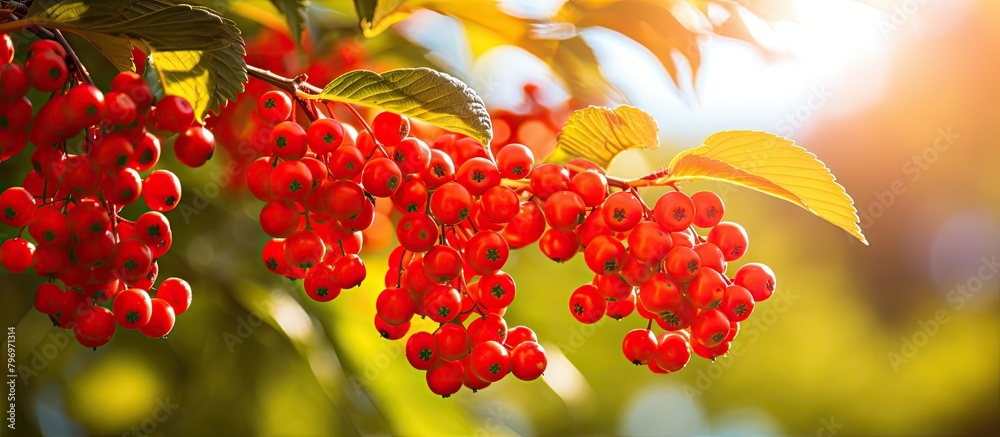 Canvas Prints Red berries clustered on tree