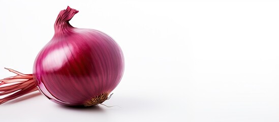 Red onion on white surface