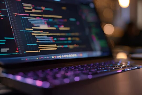 Laptop with bright colorful code
