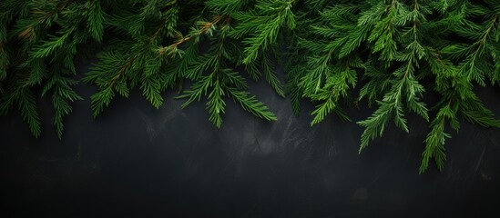 Green tree branch on dark background - Powered by Adobe