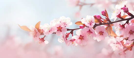Obraz premium Close branch tree pink flowers