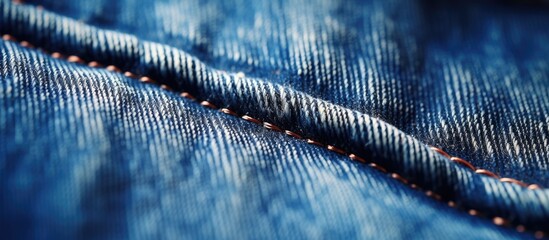 Blue jeans close up stitching detail - obrazy, fototapety, plakaty