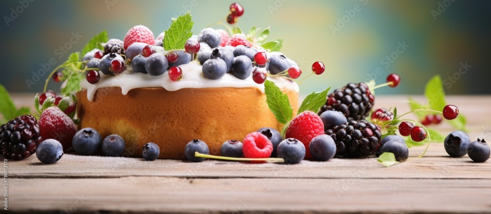 Canvas Prints Cake topped with assorted berries