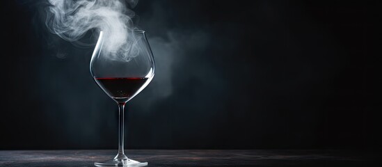 Glass of red wine releasing steam