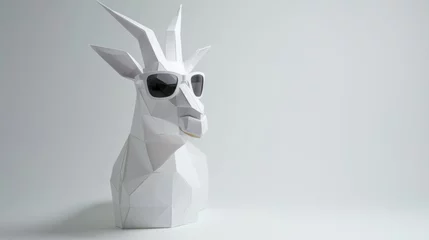  Abstract paper deer sculpture with sunglasses © Denys